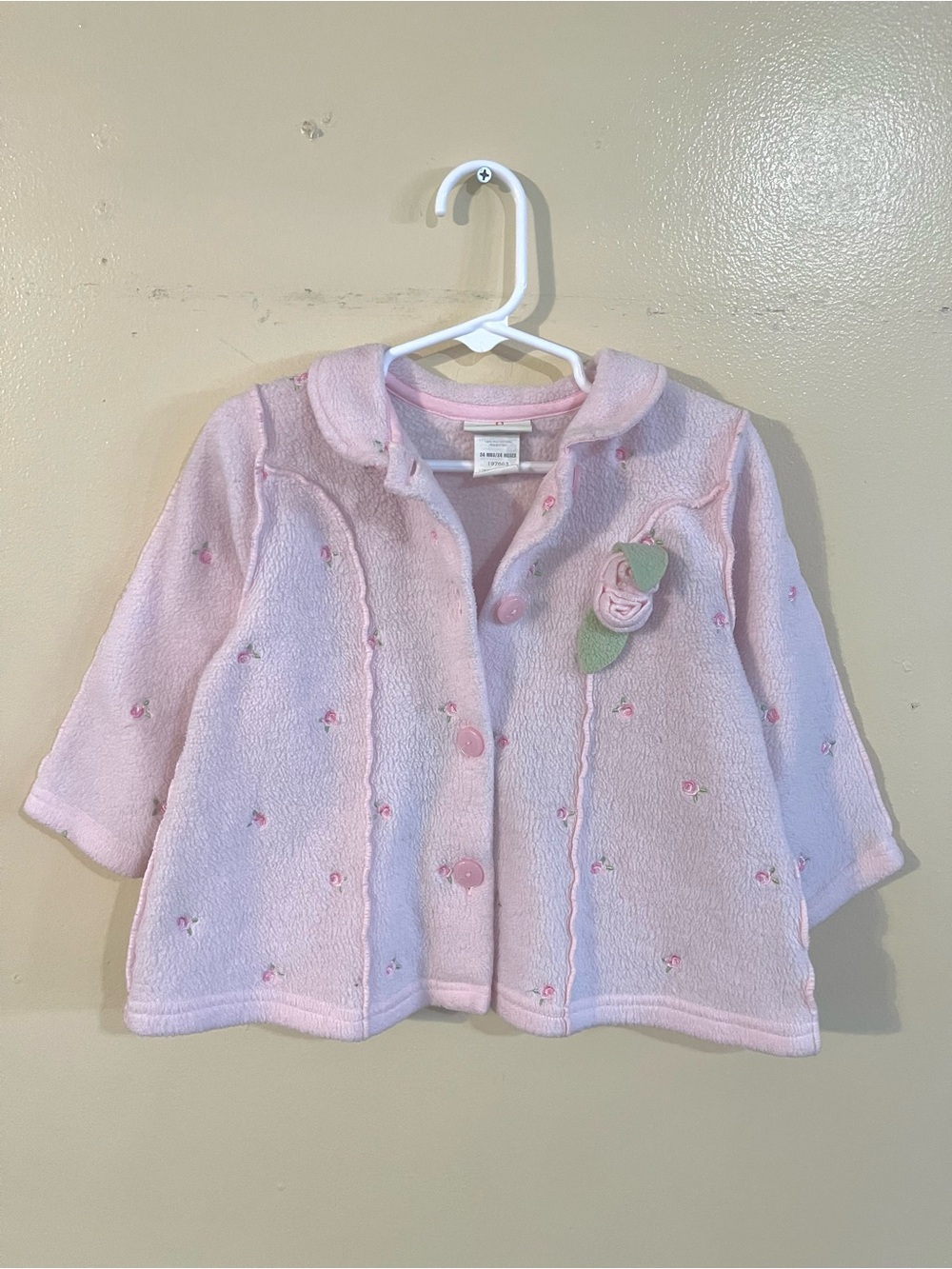 Vintage Pink Baby Floral Appliqué Cardigan